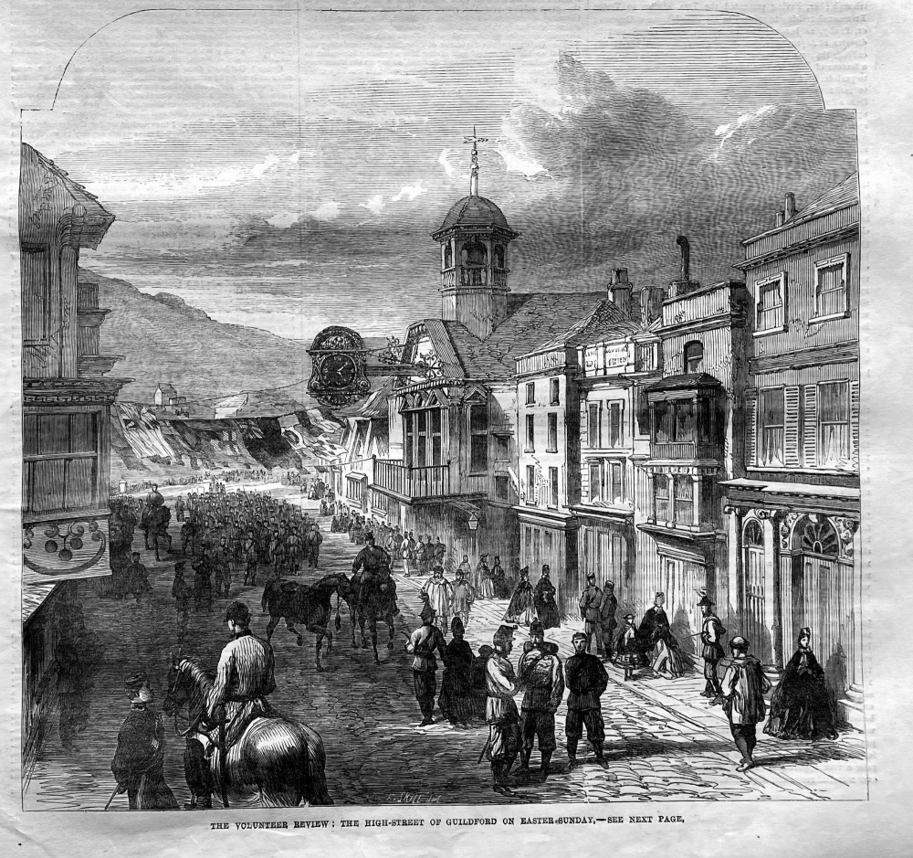 The Volunteer Review :  The High-Street of Guildford on Easter-Sunday.  1864.