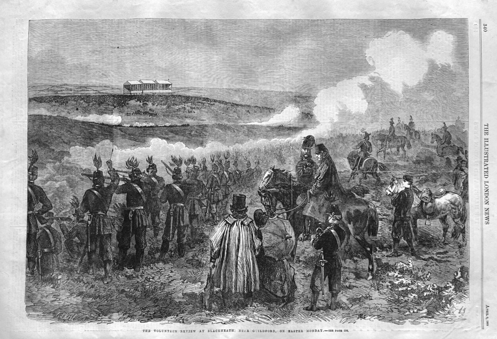 The Volunteer Review at Blackheath, near Guildford, on Easter Monday.  1864.