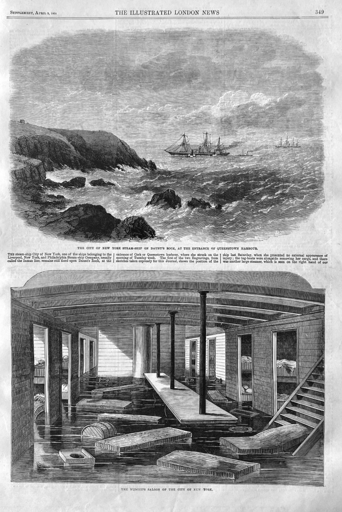 The City of New York Steam-Ship.  (Grounded on Rocks)  1864.