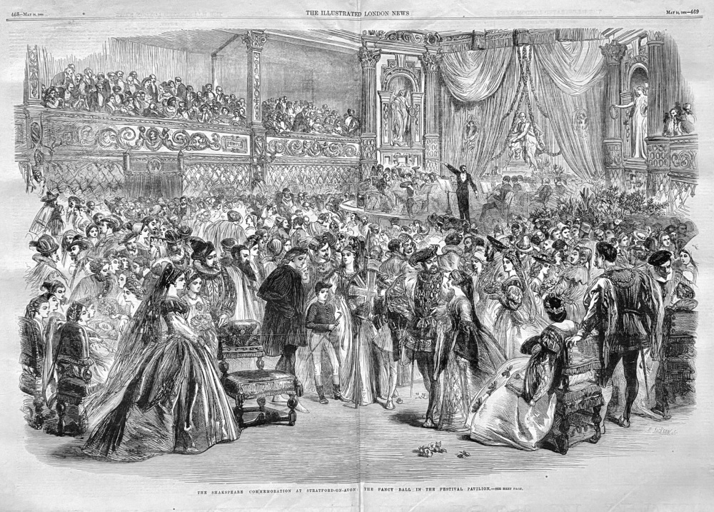 The Shakespeare Commemoration at Stratford-on-Avon :  The Fancy Dress Ball in the Festival Pavilion.  1864.