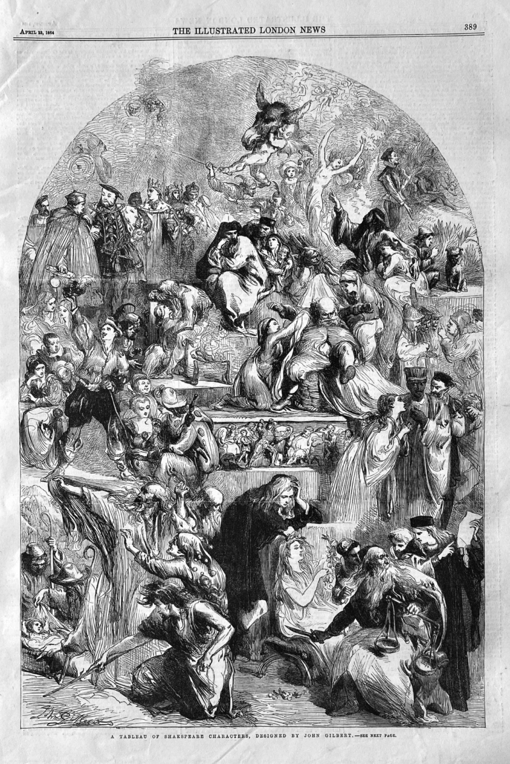 A Tableau of Shakespeare Characters, Designed by John Gilbert.  1864.