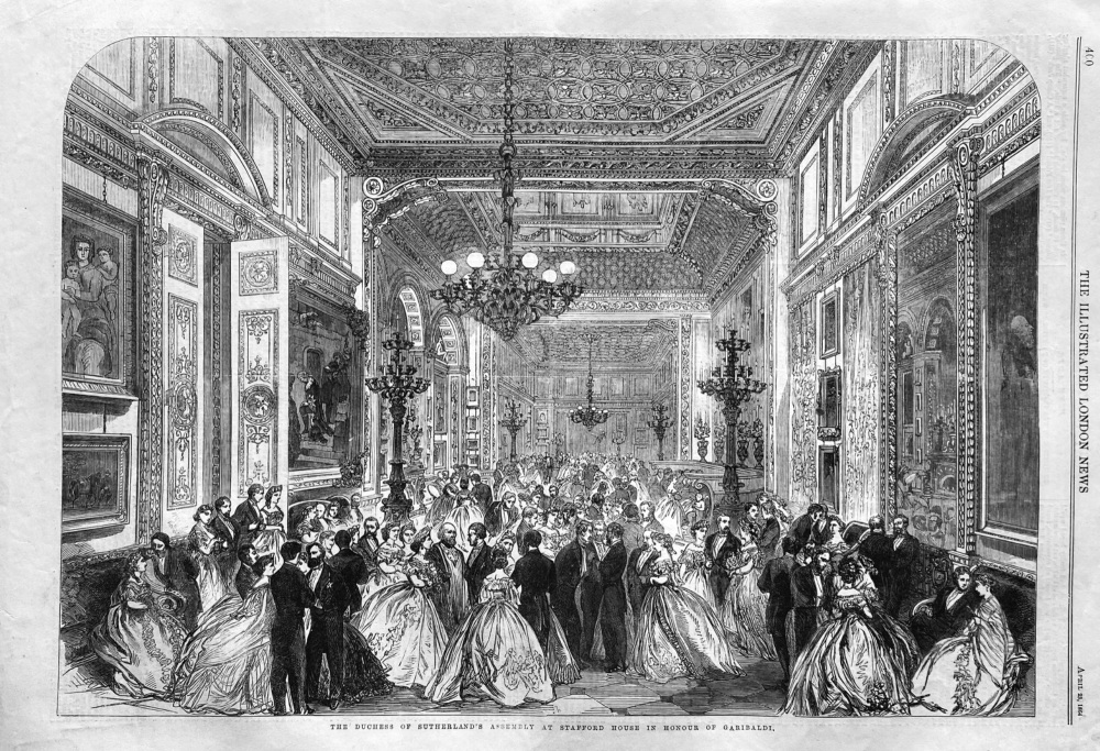 The Duchess of Sutherland's Assembly at Stafford House in Honour of Garibaldi.  1864.