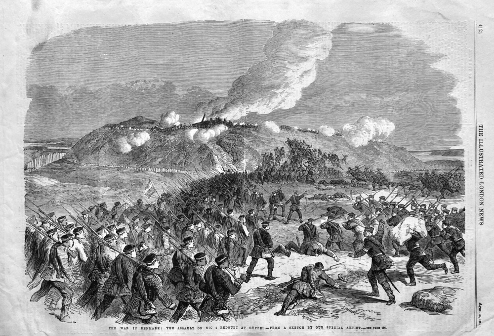 The War in Denmark :  The Assault on No. 4 Redoubt at Duppel.  1864.