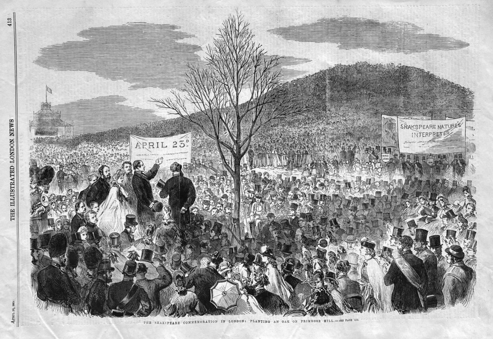 The Shakespeare Commemoration in London :  Planting an Oak on Primrose Hill.  1864.