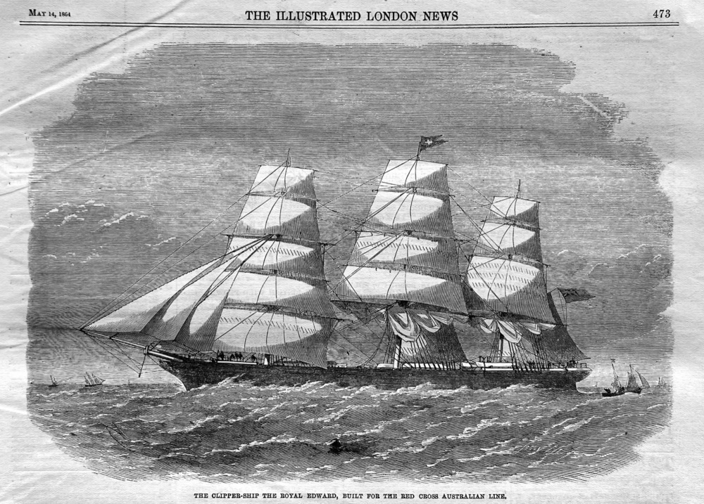 The Clipper-Ship The Royal Edward, Built for the Red Cross Australian Line.  1864.