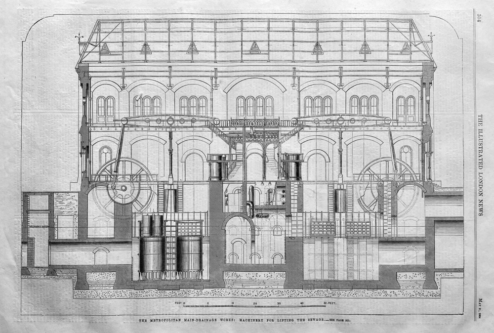 The Metropolitan Main-Drainage Works :  Machinery for Lifting the Sewage,  1864.