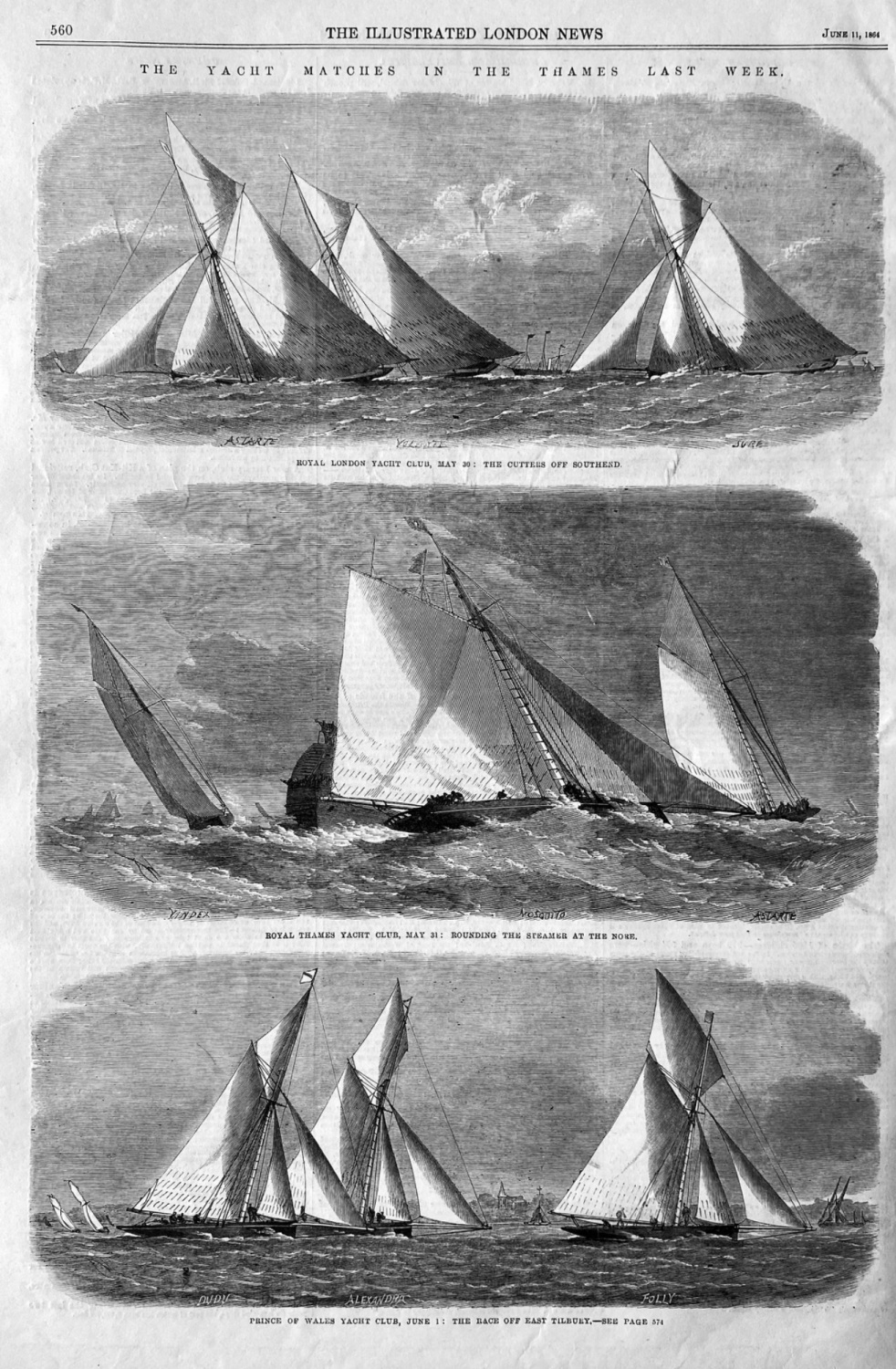 The Yacht Matches in the Thames Last Week.  1864.
