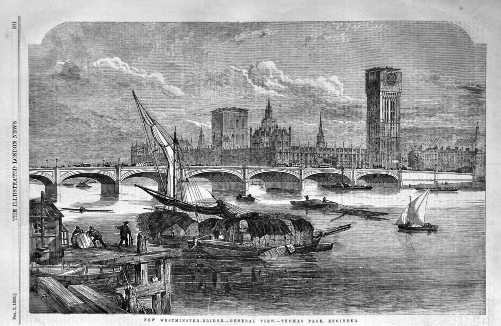 New Westminster-Bridge.- General View.-  Thomas Page, Engineer.  1855.