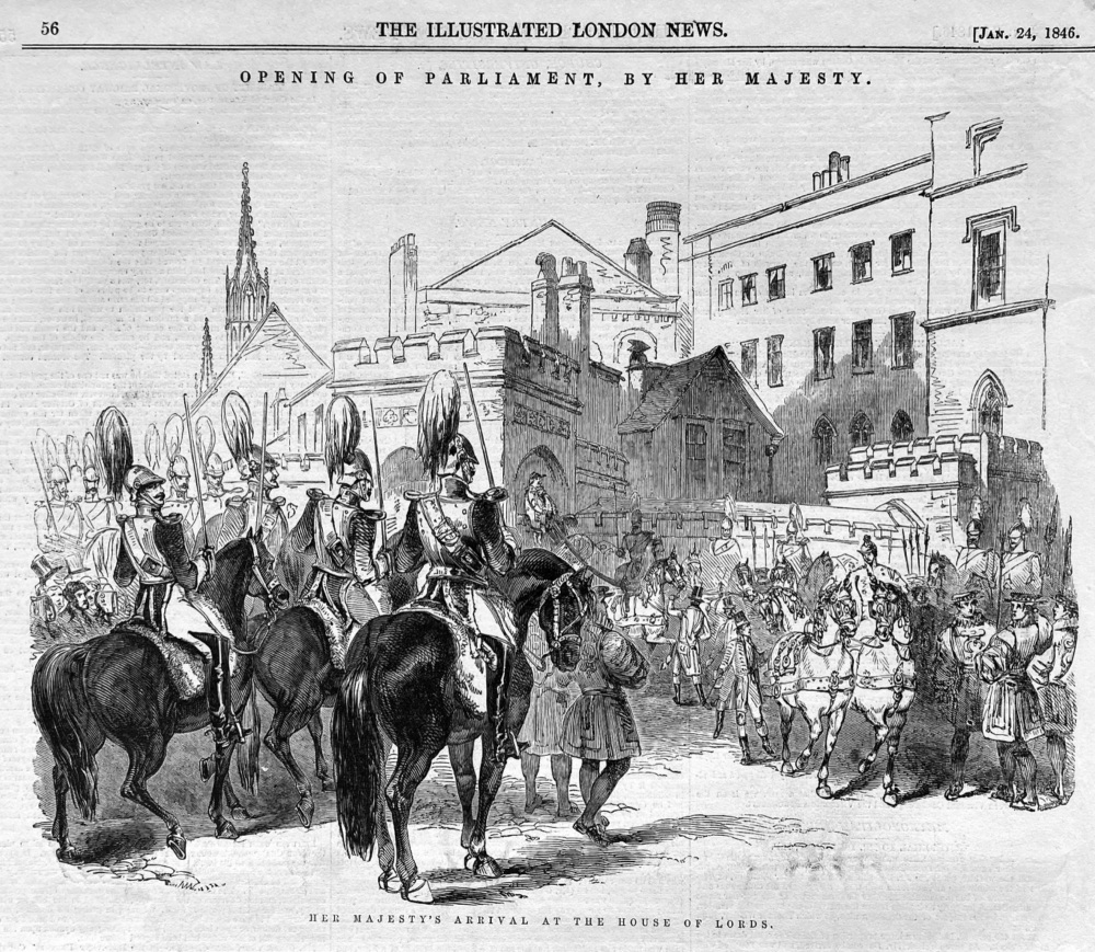 Opening of Parliament by Her Majesty:  Her Majesty's Arrival at the House of Lords.  1846.