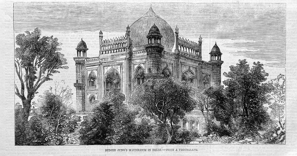 Sudjer Jung's Mausoleum in Delhi.  1857.