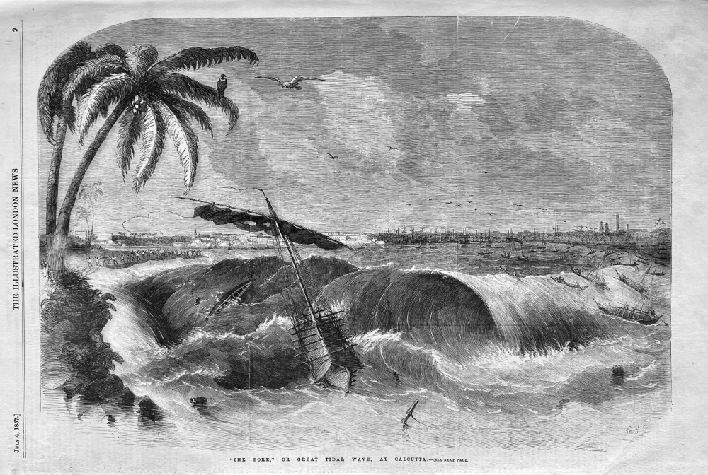 "The Bore," or Great Tidal Wave, at Calcutta.  1857.