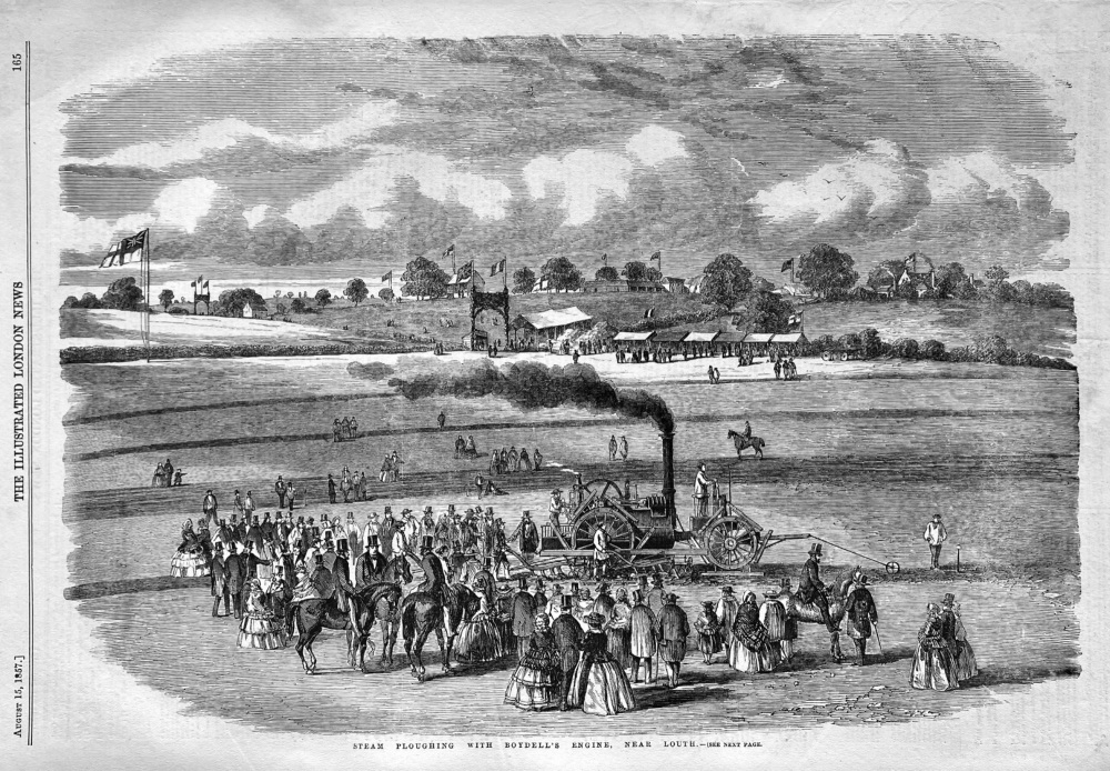 Steam Ploughing with Boydell's Engine, near Louth.  1857.