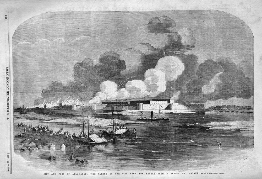 City and Fort of Allahabad :   The Taking of the City from the Rebels.  1857.