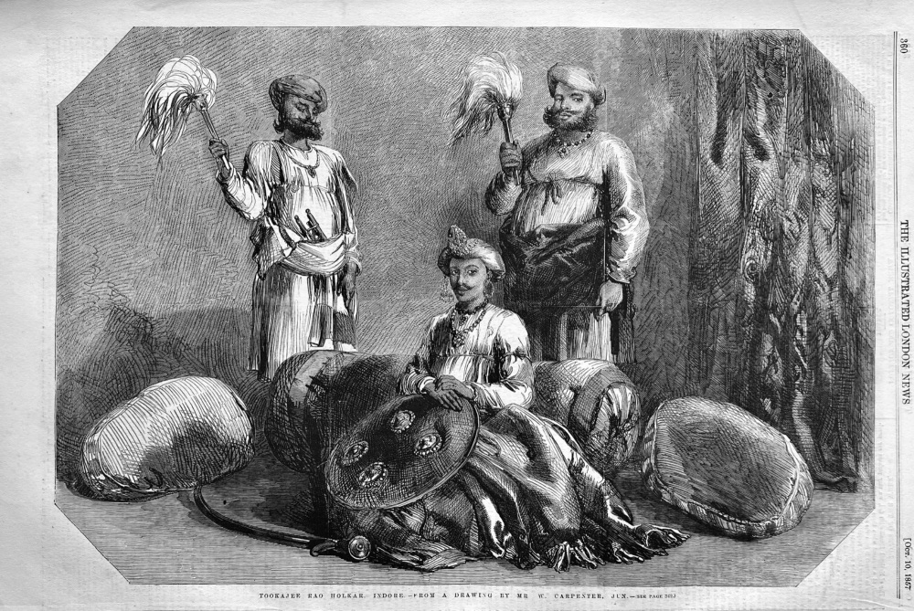 Tookajee Rao Holkar.  Indore.- From a Drawing by Mr. W. Carpenter, jun.  1857.