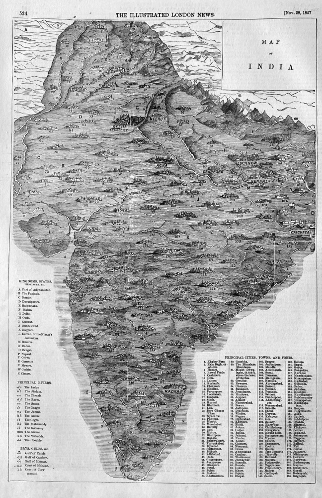 Map of India.  1857.