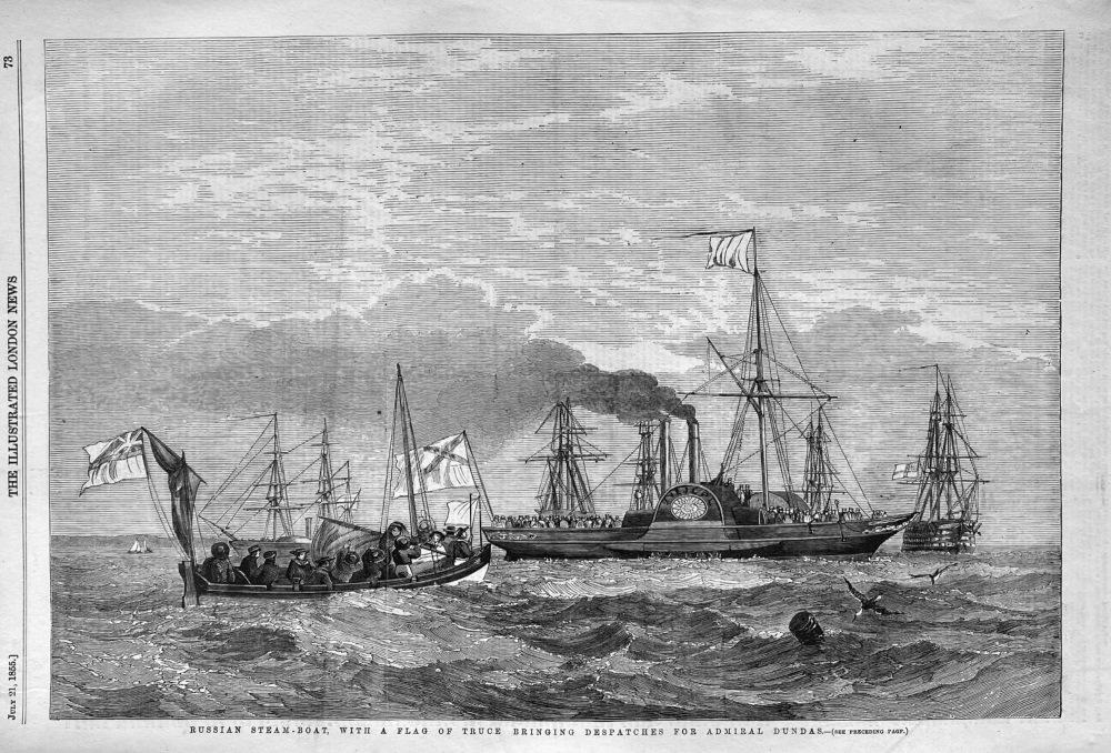 Russian Steam-Boat, with a Flag of Truce bringing Despatches for Admiral Dundas.  1855.