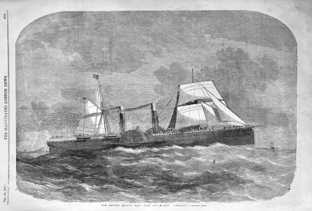 The United States' New Mail Steam-ship  "Adriatic". 1857.