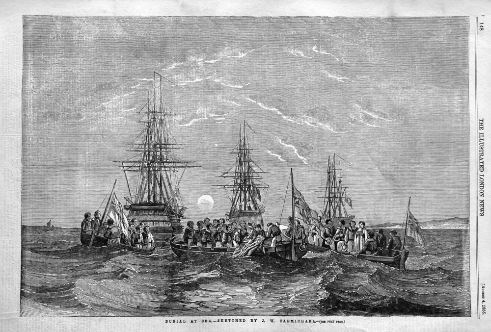 Burial at Sea.- Sketched by J. W. Carmichael.  1855.