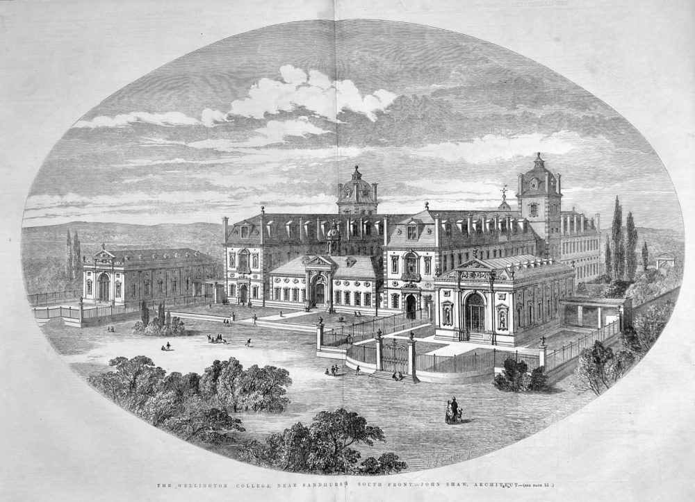 The Wellington College, near Sandhurst.  South Front.-  John Shaw, Architect.  1855.