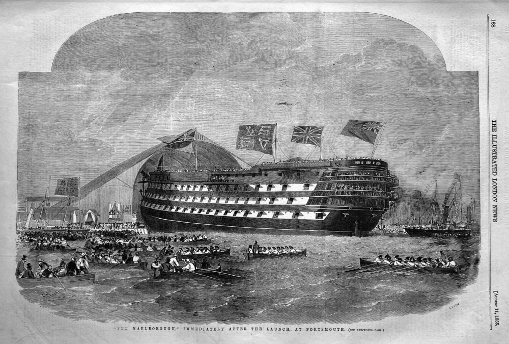"The Marlborough,"  Immediately after the Launch, at Portsmouth.  1855.