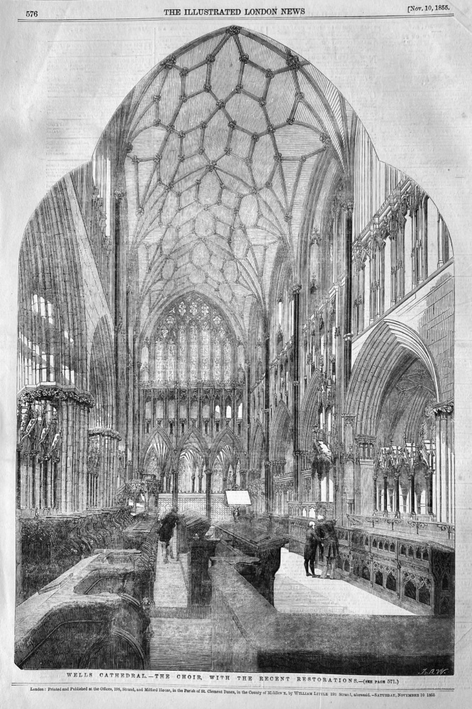 Wells  Cathedral.- The Choir, with the recent Restorations.  1855.