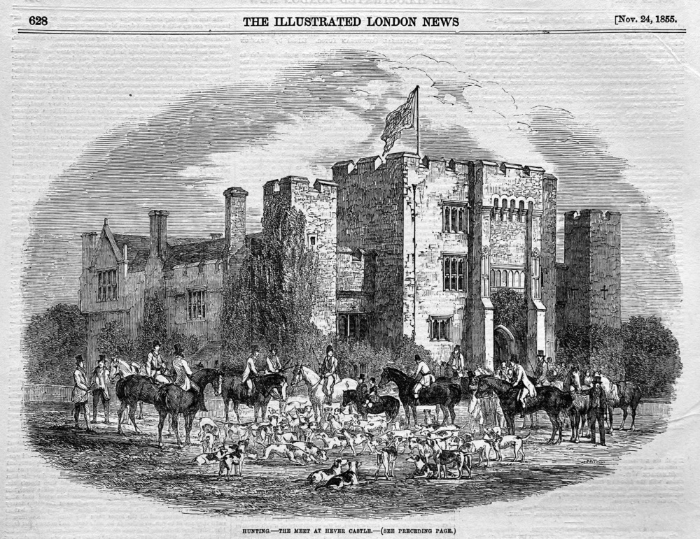 Hunting.- The Meet at Hever Castle.  1855.