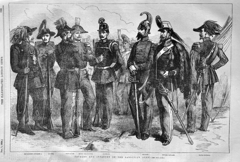 Cavalry and Infantry of the Sardinian Army.  1855.