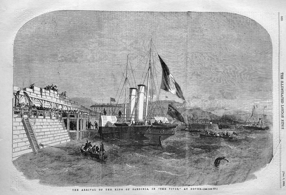The Arrival of the King of Sardinia, in "The "Vivid," at Dover.  1855.