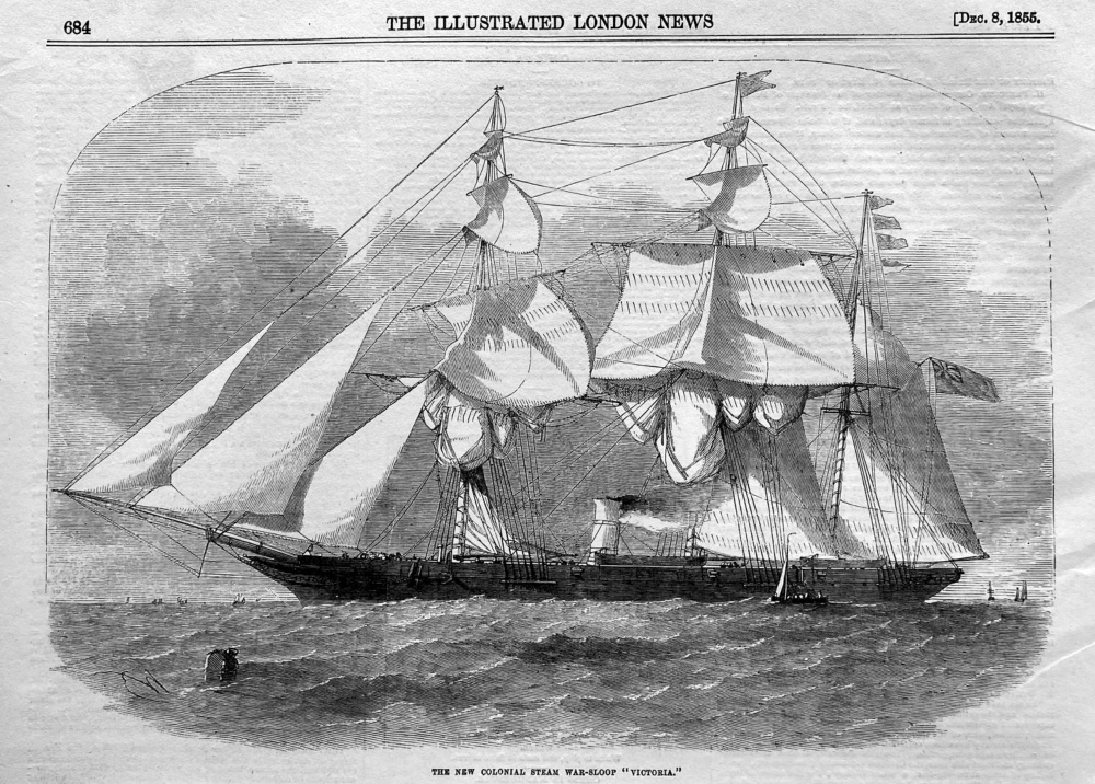 The New Colonial Steam War-Sloop "Victoria."  1855.