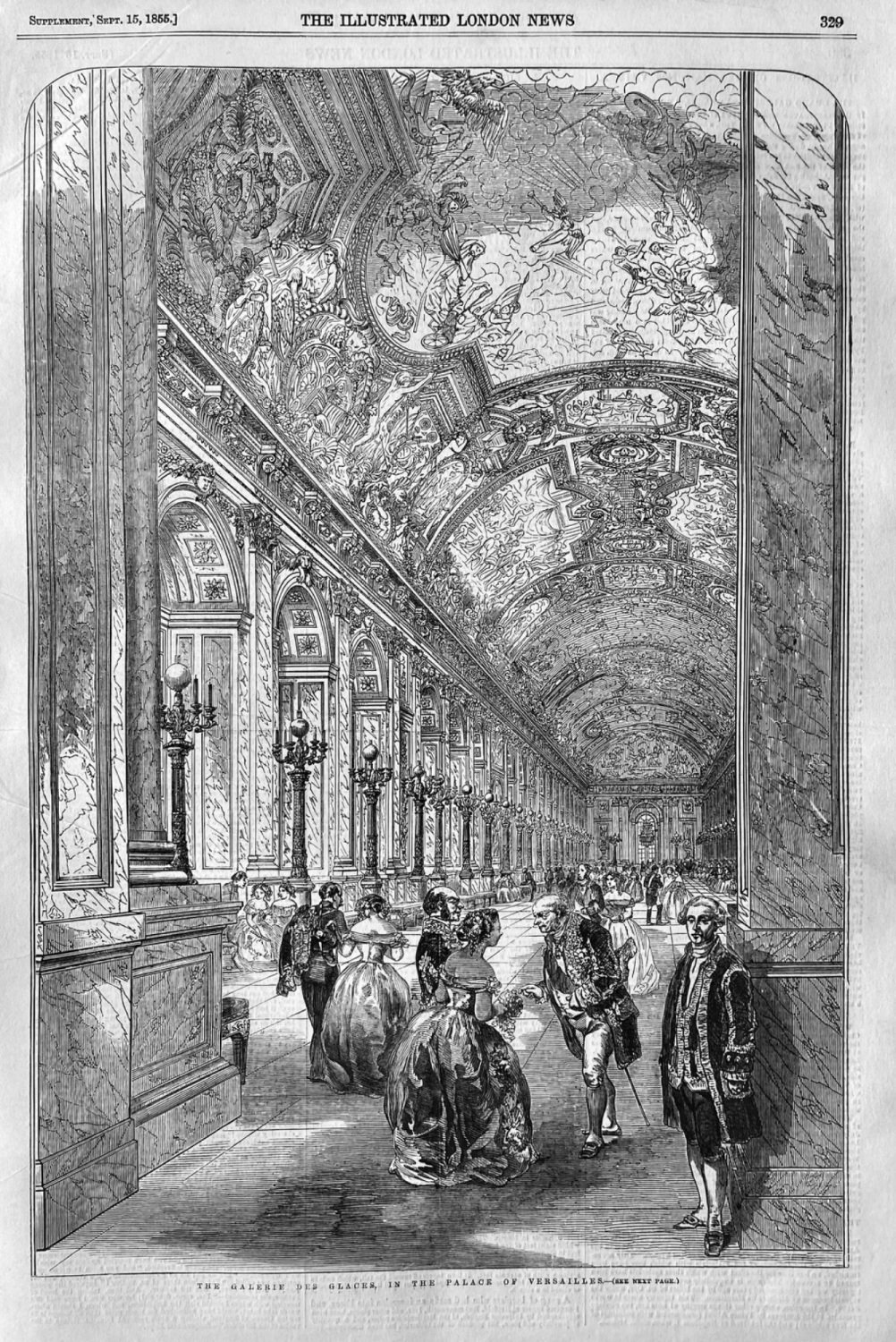 The Galerie Des Glaces, in the Palace of Versailles.  1855.