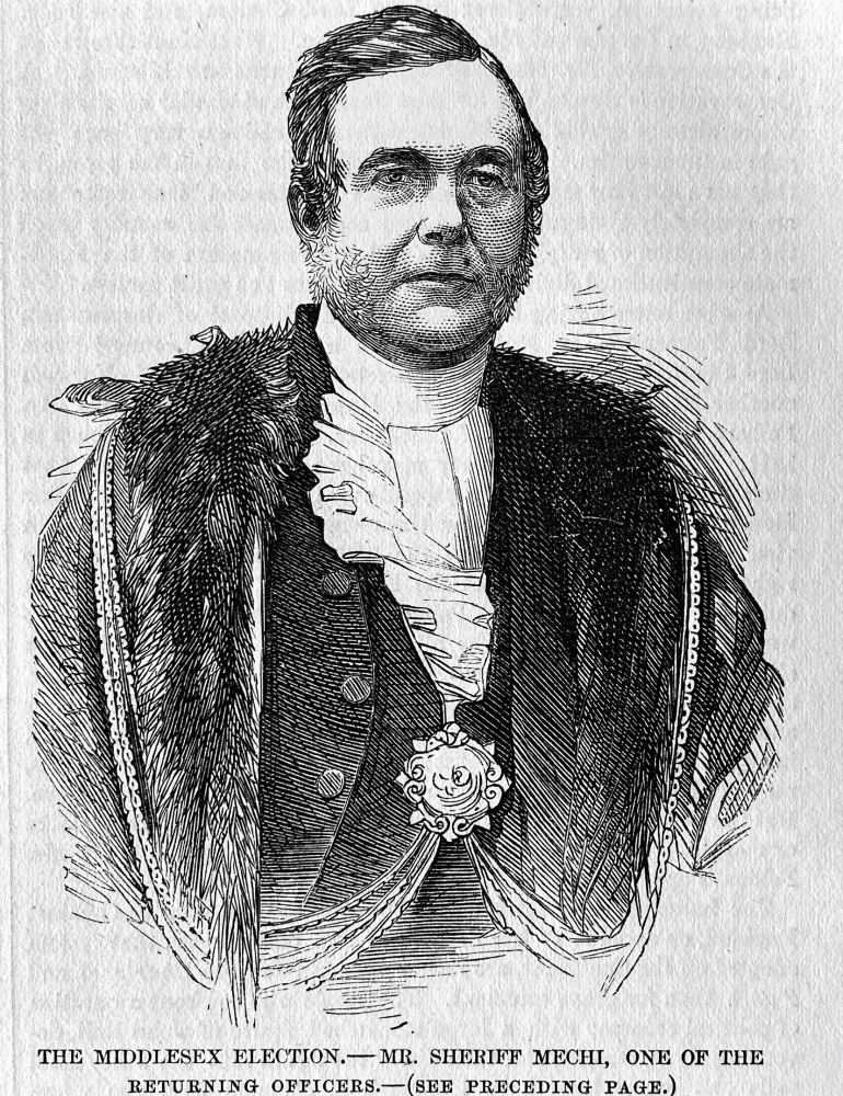 The Middlesex Election.-  Mr. Sheriff Mechi, one of the Returning Officers.  1857.