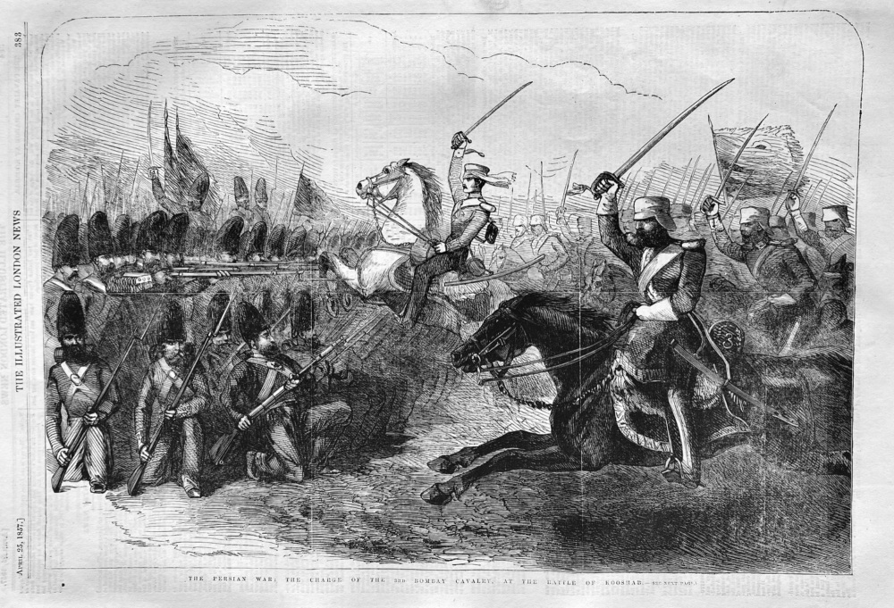 The Persian War :  The Charge of the 3rd Bombay Cavalry, at the Battle of Kooshab.  1857.