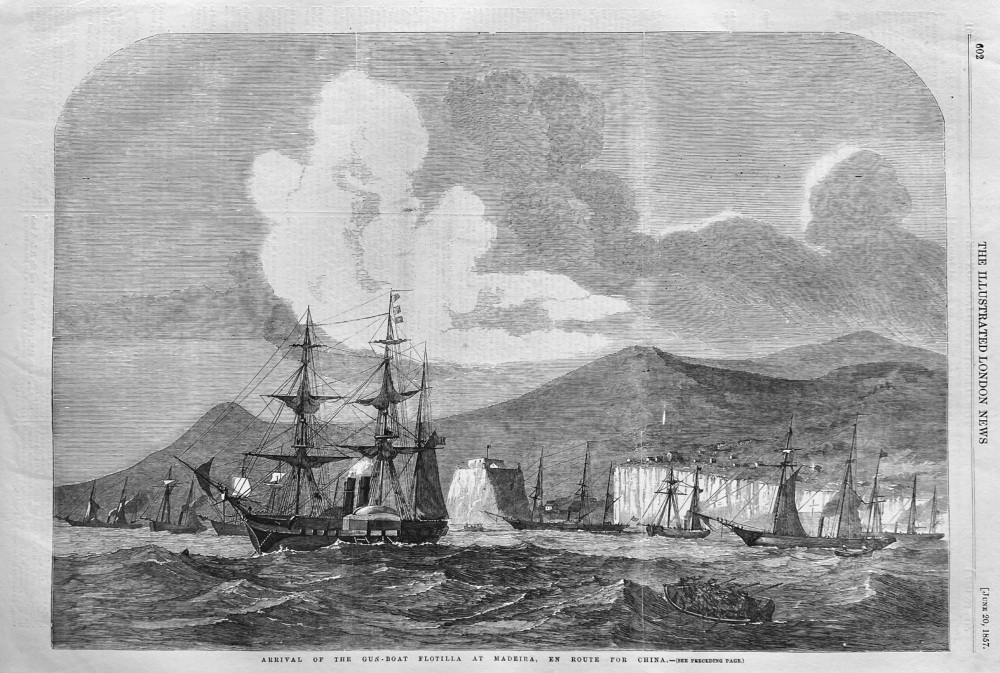 Arrival of the Gun-Boat Flotilla at Madeira,  En Route for China.  1857.