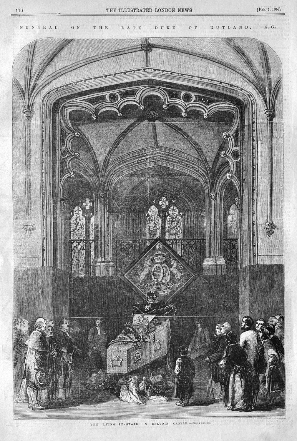 Funeral of the Late Duke of Rutland,  K.G.  :  The Lying-in-State in Belvoi