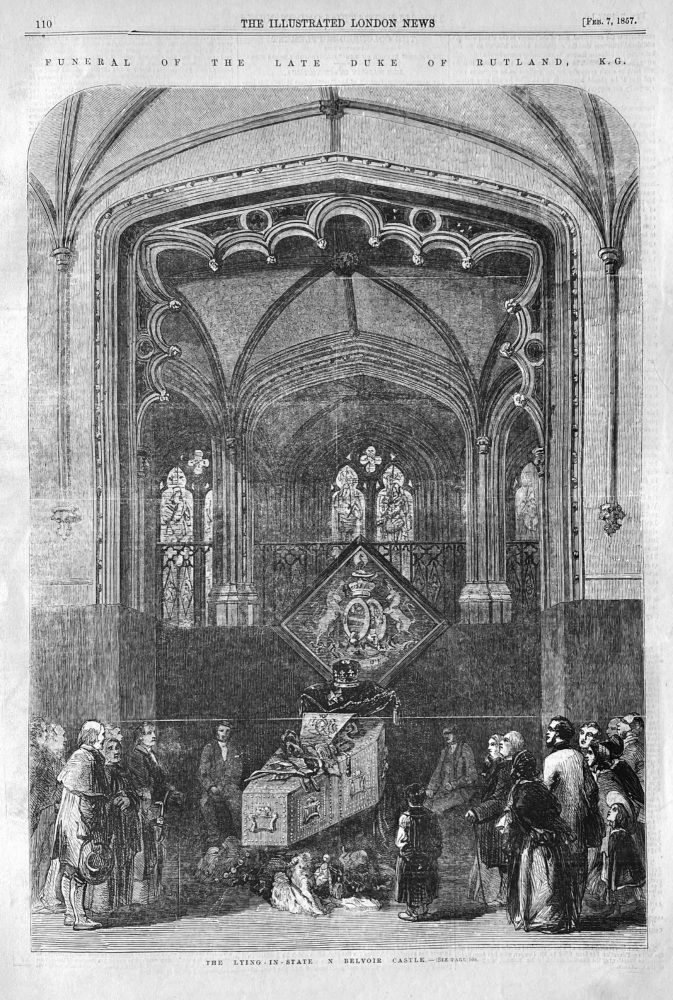 Funeral of the Late Duke of Rutland,  K.G.  :  The Lying-in-State in Belvoir Castle.  1847.