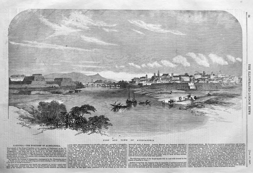 Sardinia.- The Fortress of Alessandria.  1857.