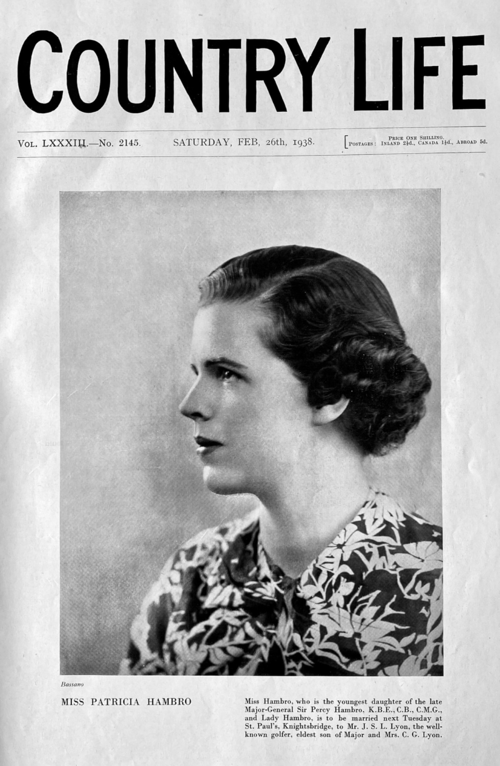 Miss Patricia Hambro.  1938.
