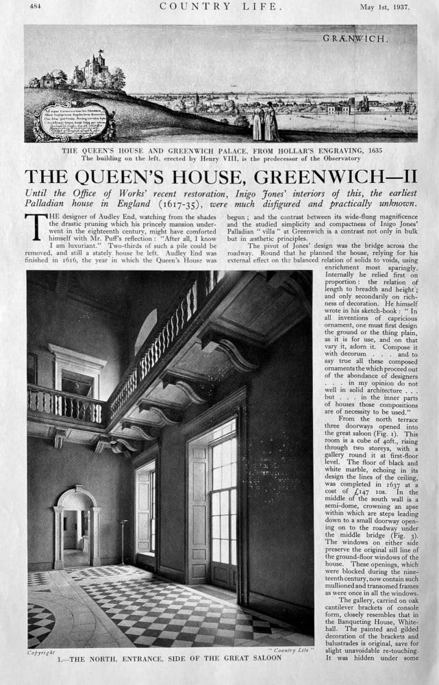 The Queen's House, Greenwich.  Part II.  1937.