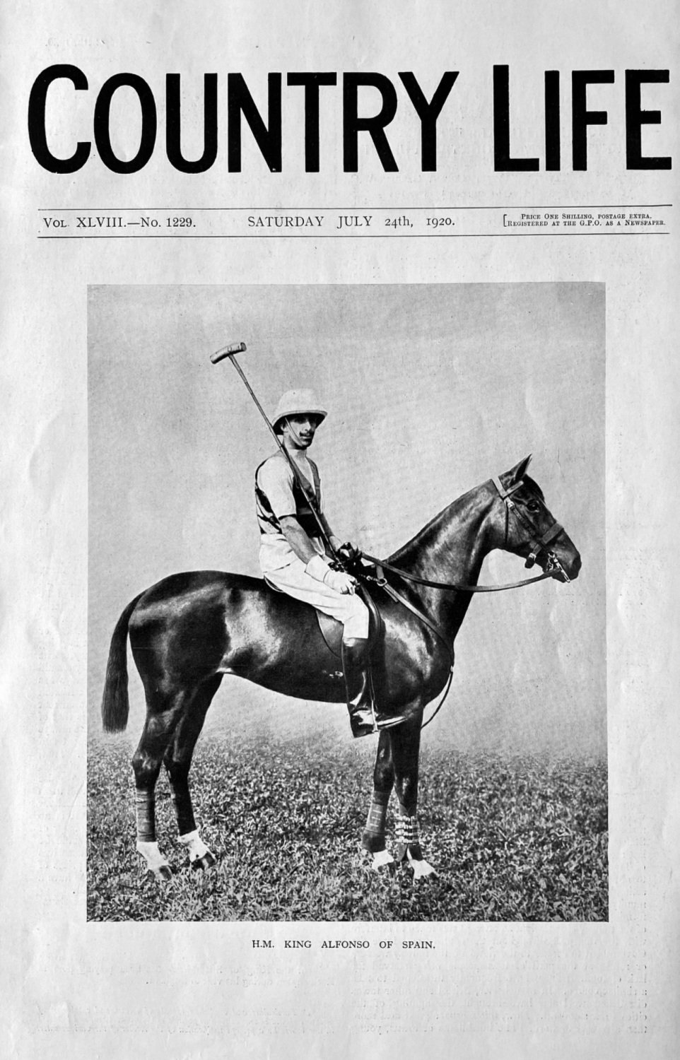 H.M.  King Alfonso of Spain.  1920.  (on Horseback).