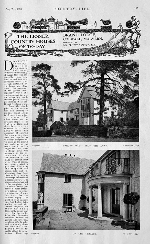 Brand Lodge,  Colwall, Malvern, Designed by  Mr. Ernest Newton, R.A.  1920.