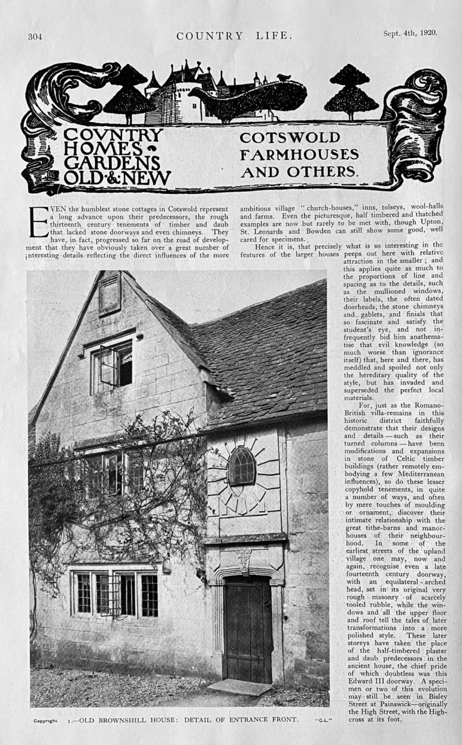 Cotswold Farm Houses and Others.  &  The English Country House from 1649-17