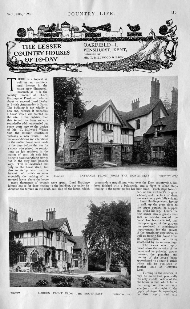 Oakfield- 1.  Penshurst, Kent, designed by Mr. J. Millwood Wilson.  1920.