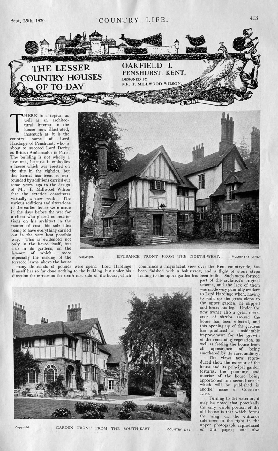 Oakfield- 1.  Penshurst, Kent, designed by Mr. J. Millwood Wilson.  1920.