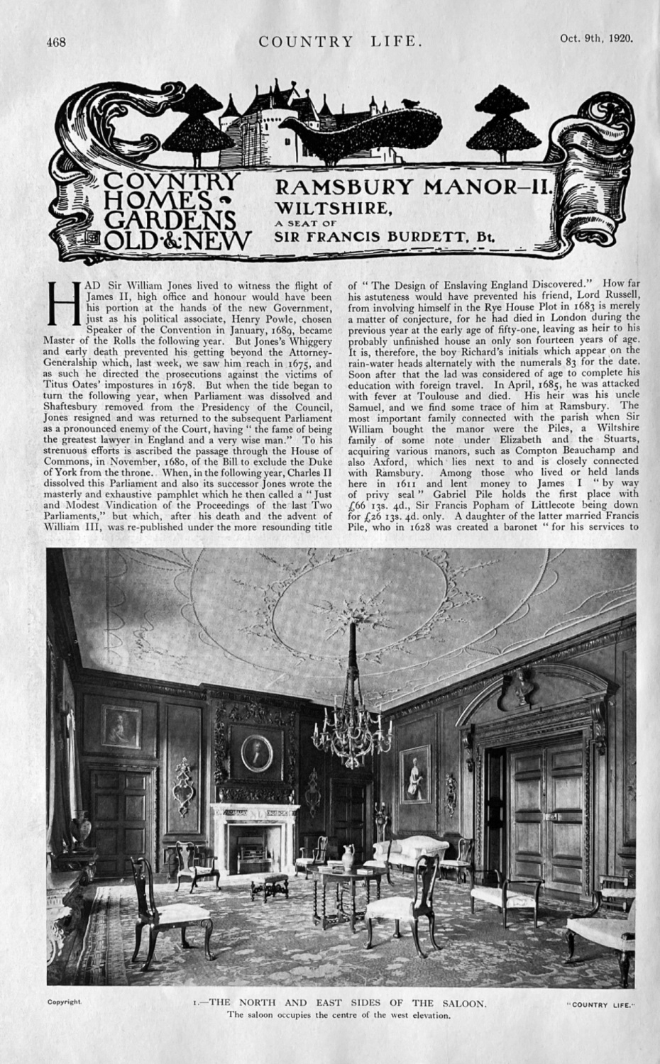 Ramsbury Manor- 11.  Wiltshire, a seat of Sir Francis Burnett, Bt.  1920.