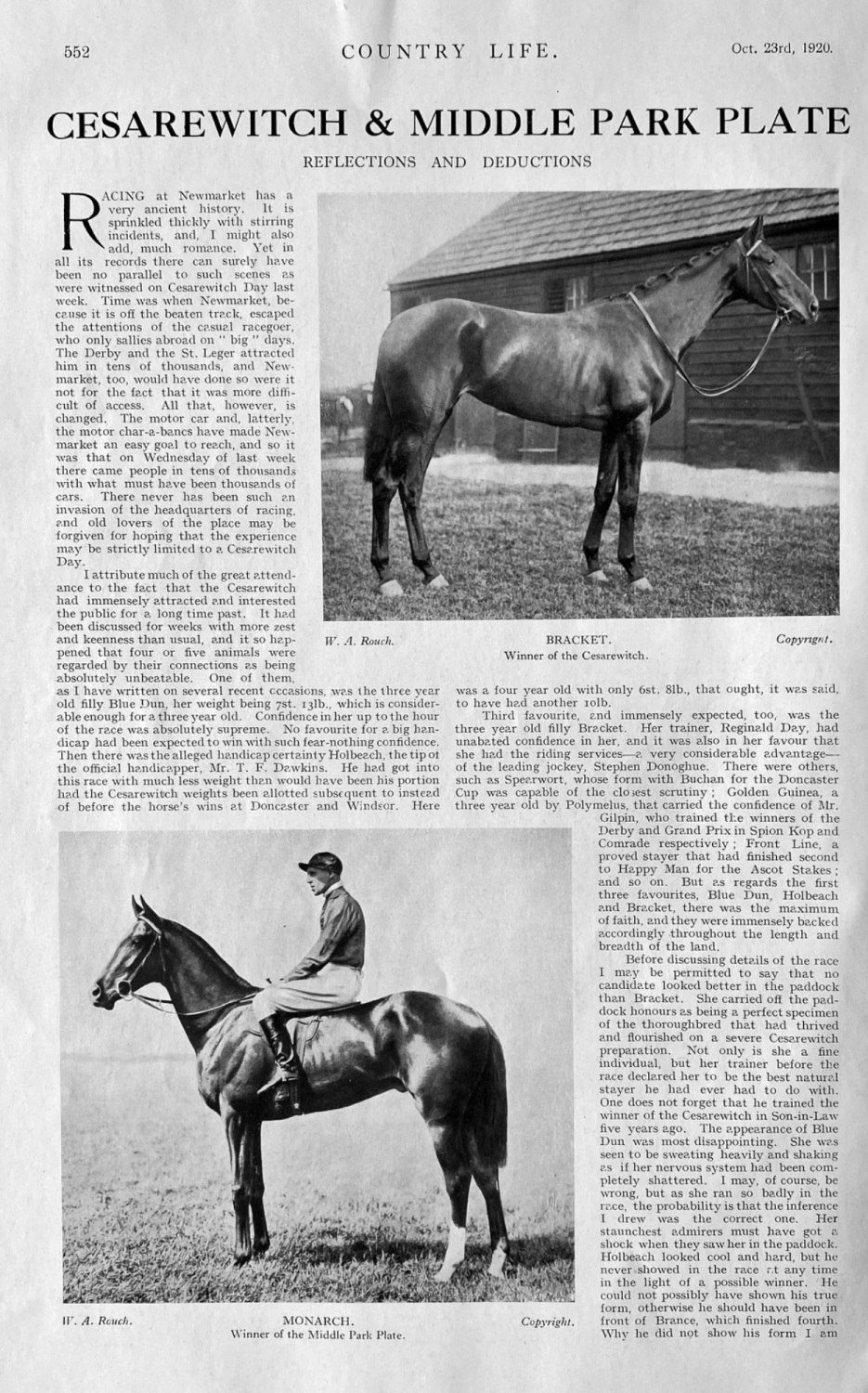 Cesarewitch &  Middle Park Plate :  Reflections and Deductions.  1920.