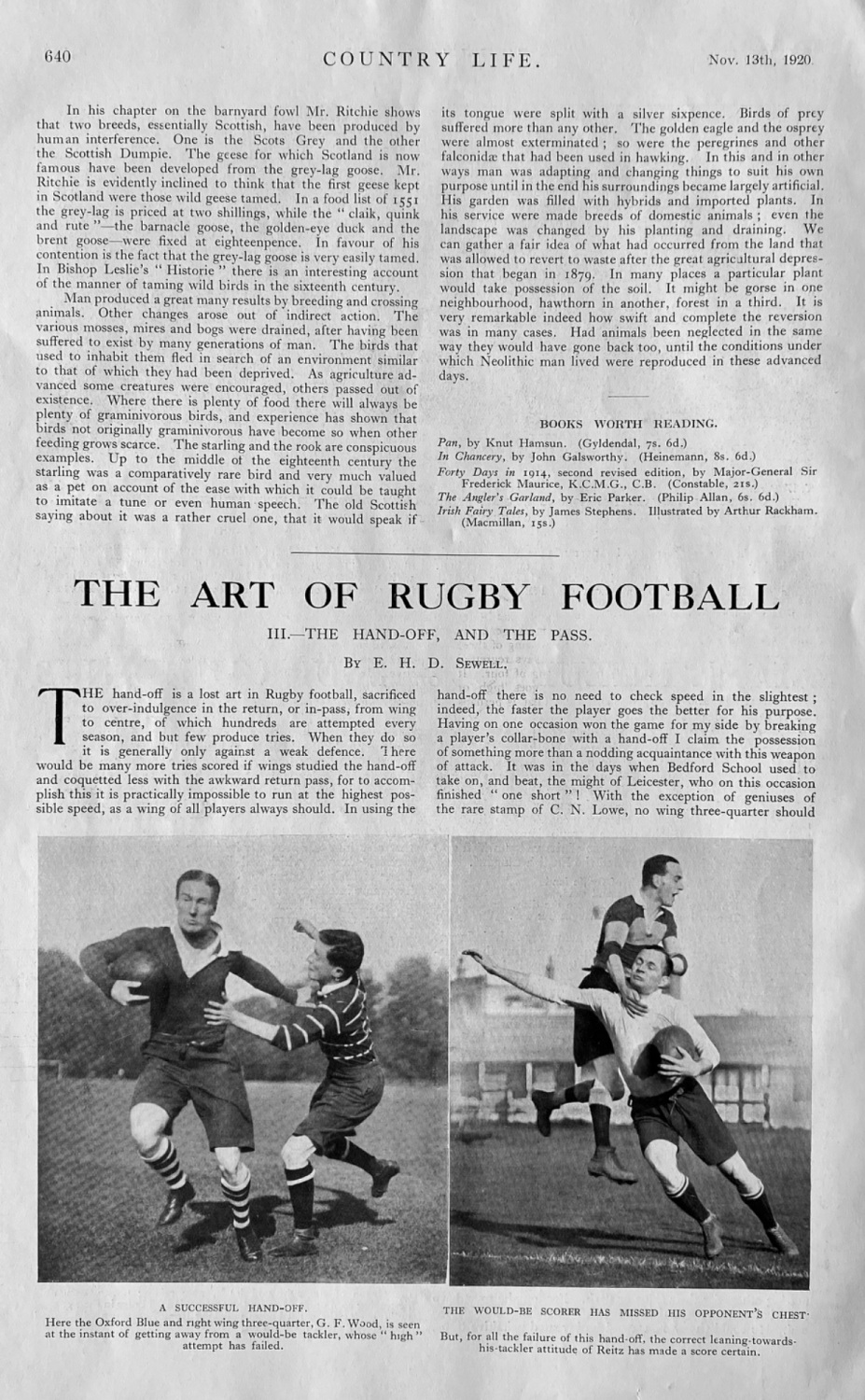 The Art of Rugby Football III.-  The Hand-off, and the Pass.  1920.