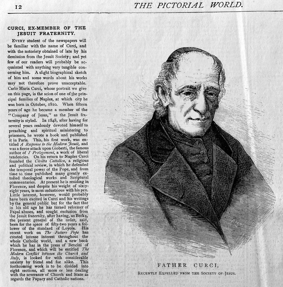 Father Church,  Recently Expelled from the Society of Jesus.  1878.