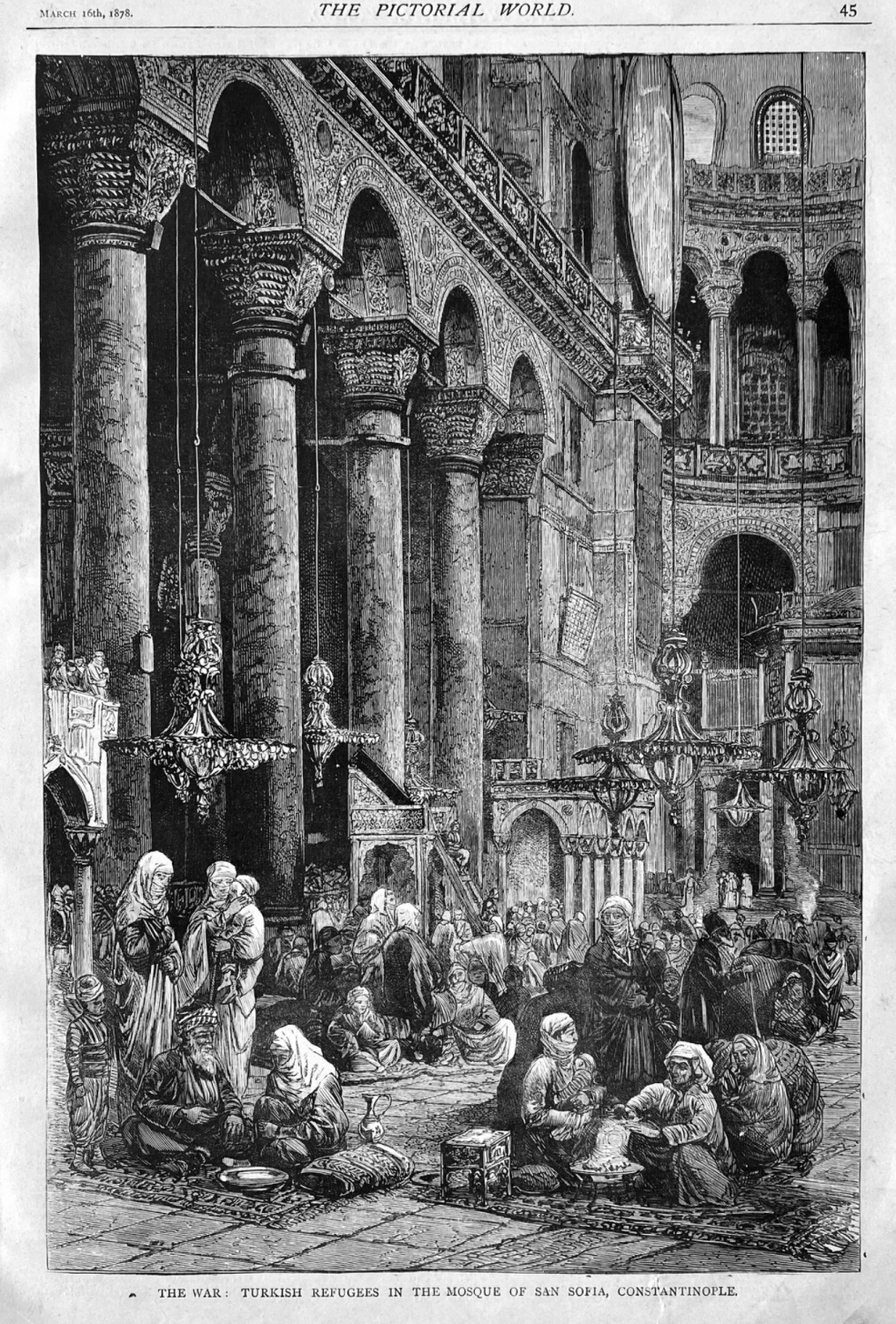 The War :  Turkish Refugees in the Mosque of San Sofia, Constantinople.  18
