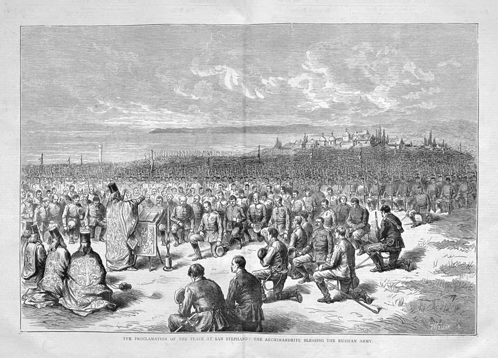 The Proclamation of the Peace at San Stephano :  The Archimandrite Blessing the Russian Army.  1878.