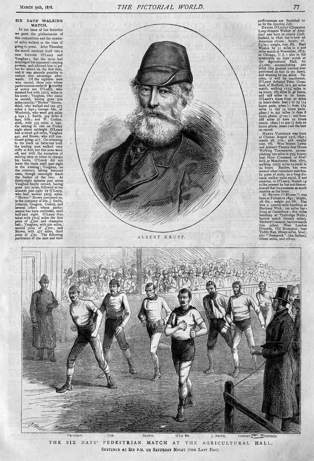 Six Days' Walking Match at the Agricultural Hall.  1878.